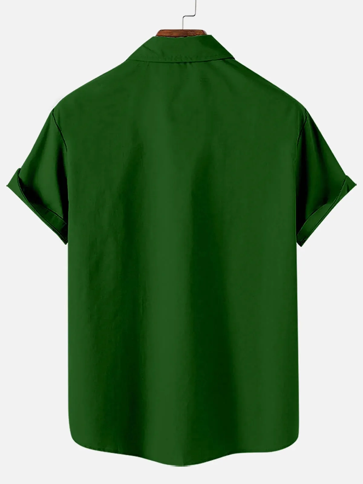 Men's St. Patrick's Clover Skull Pattern Striped Short Sleeve Shirt