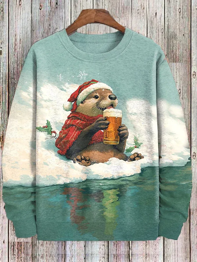 Men's Christmas Funny Art Print Casual Sweatshirt