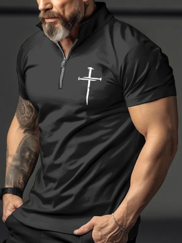Men's faith cross graphic short-sleeved polo