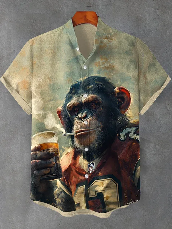 Men's Retro Brave Tom and Jerry Cartoon Graphic Short Sleeve Shirt