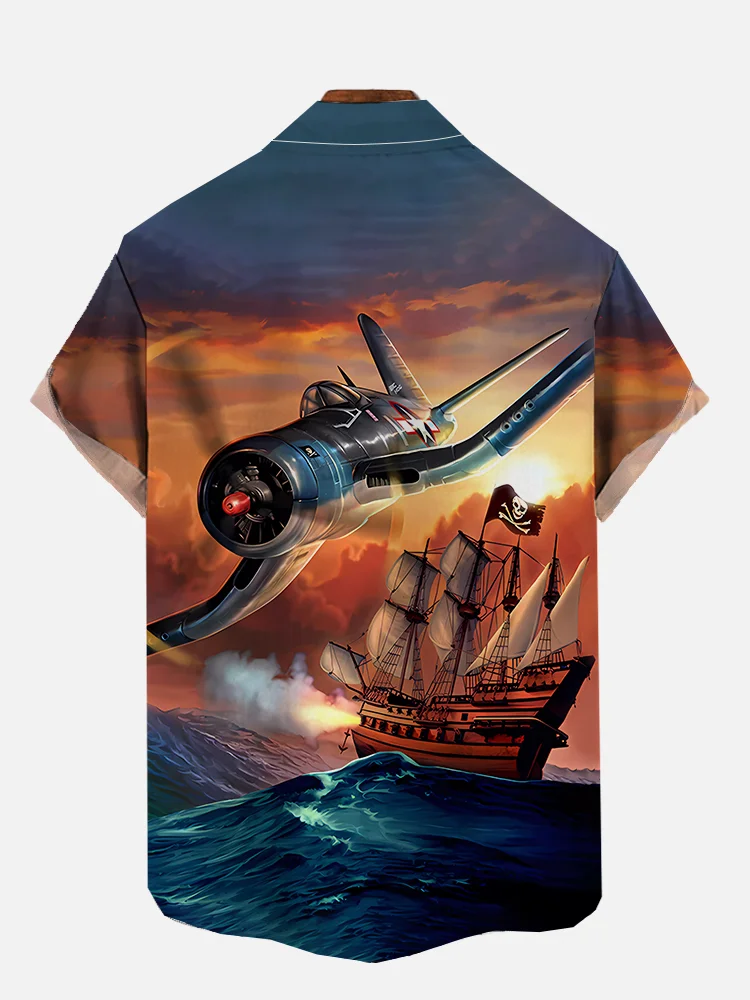 Men's Fighter and Corsair Print Short Sleeve Shirt