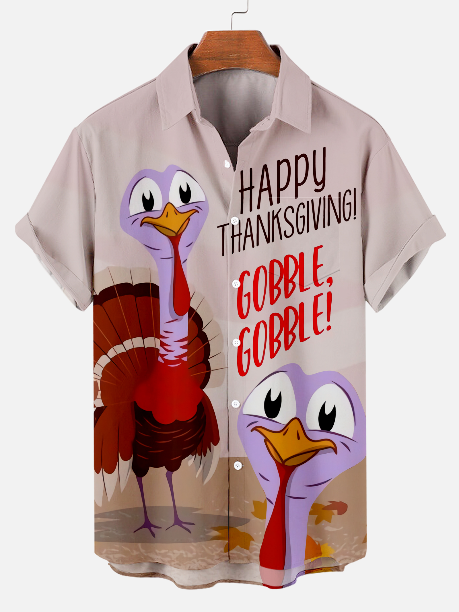 Men's Thanksgiving Day Print Short Sleeve Shirt