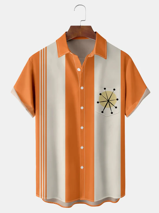 Men's Casual Contrast Lapel Short Sleeve Shirt