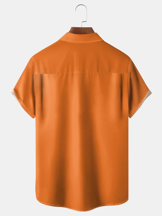 Men's Casual Contrast Lapel Short Sleeve Shirt