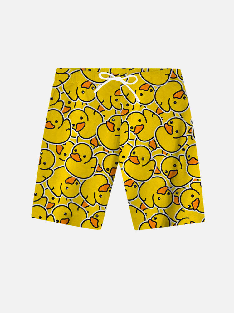 Yellow Fashion Duckling Printing Shorts