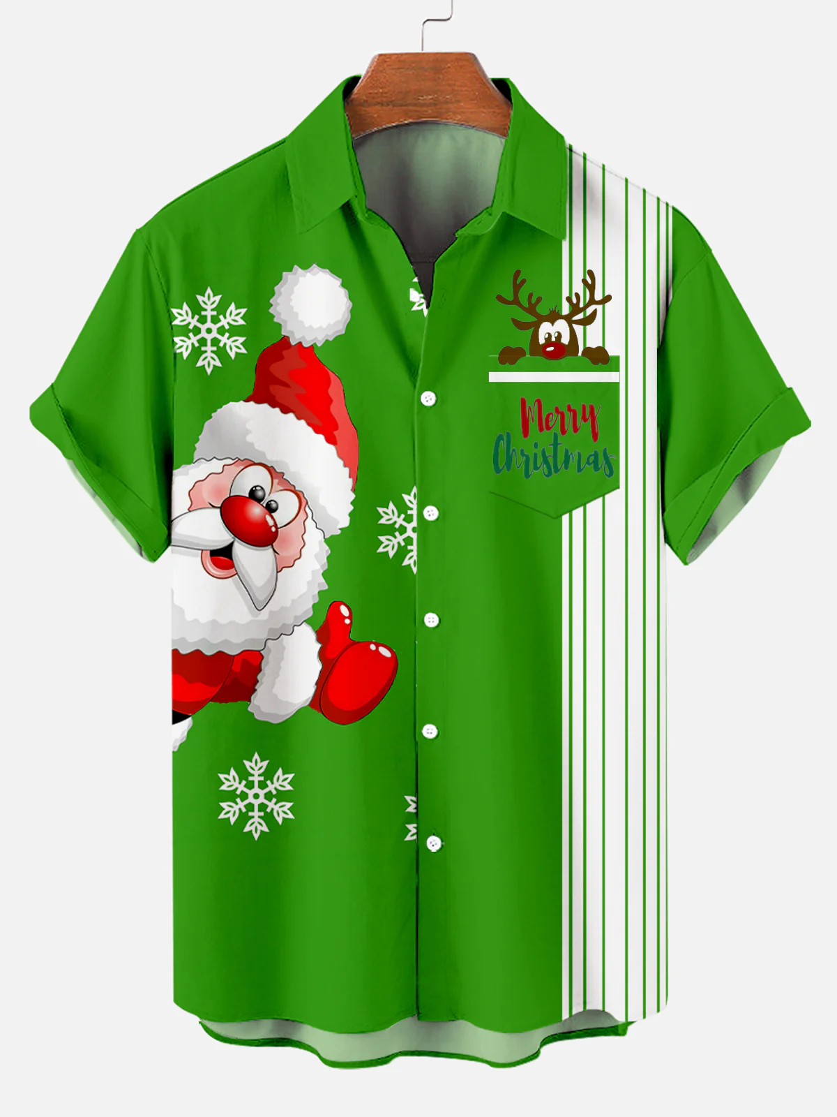 Men's Christmas Fun Logo Striped Short-Sleeved Shirt 0231