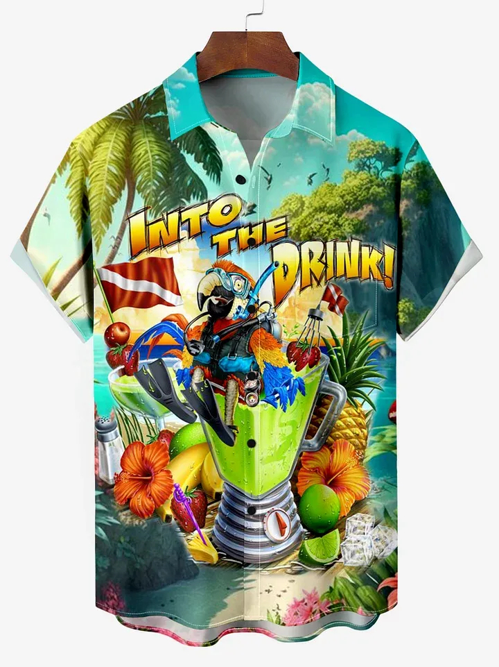 Hawaiian Cocktail Tiki Party Short Sleeve Shirt
