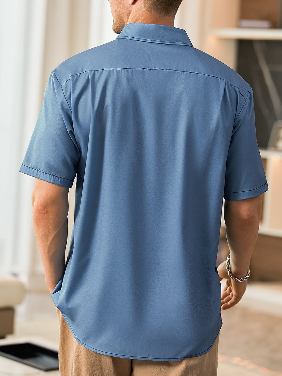 Men's Note Color Block Art Casual Lapel Short Sleeve Shirt