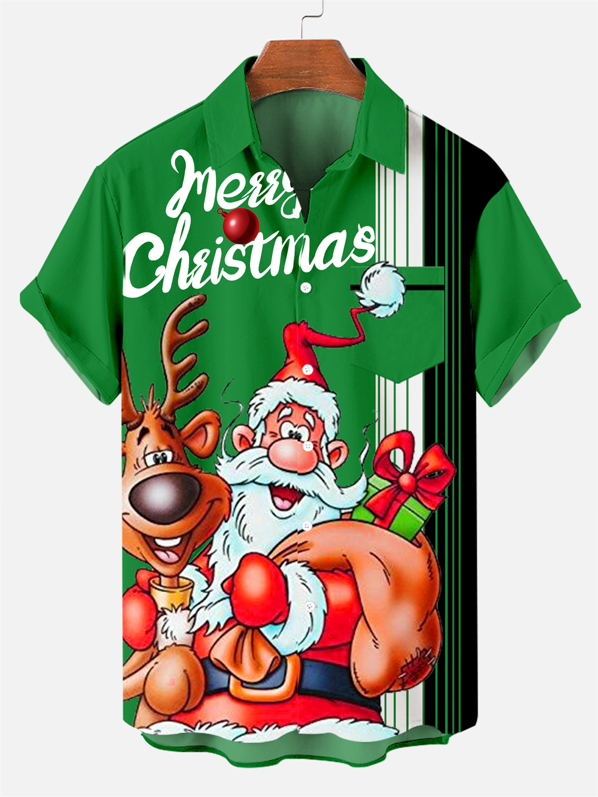 Men's 80‘s Christmas Funny Design Short Sleeve Shirt 0662