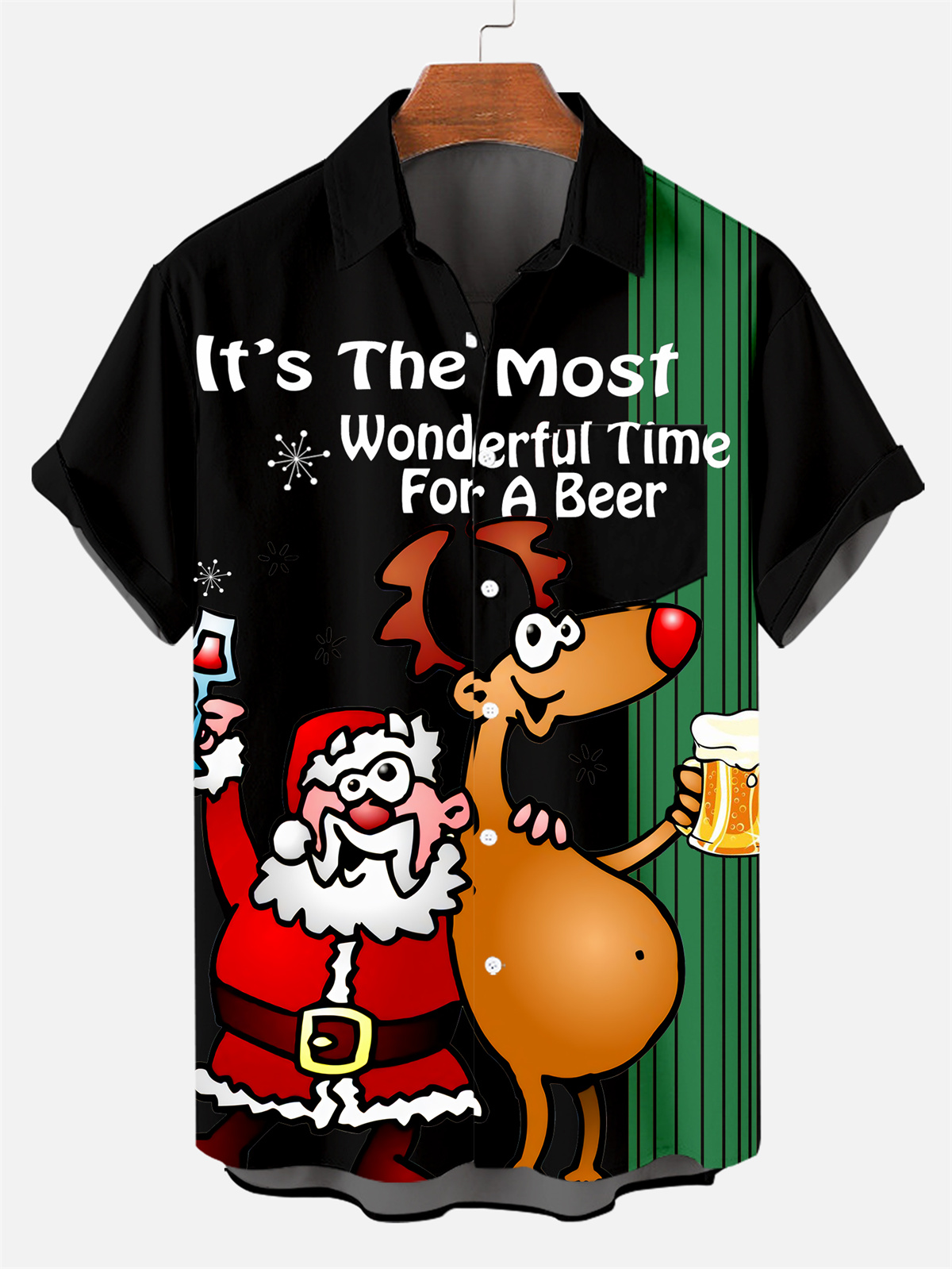 Men's Christmas The Most Wonderful Time For Drink Together Short-Sleeved Shirt  0526