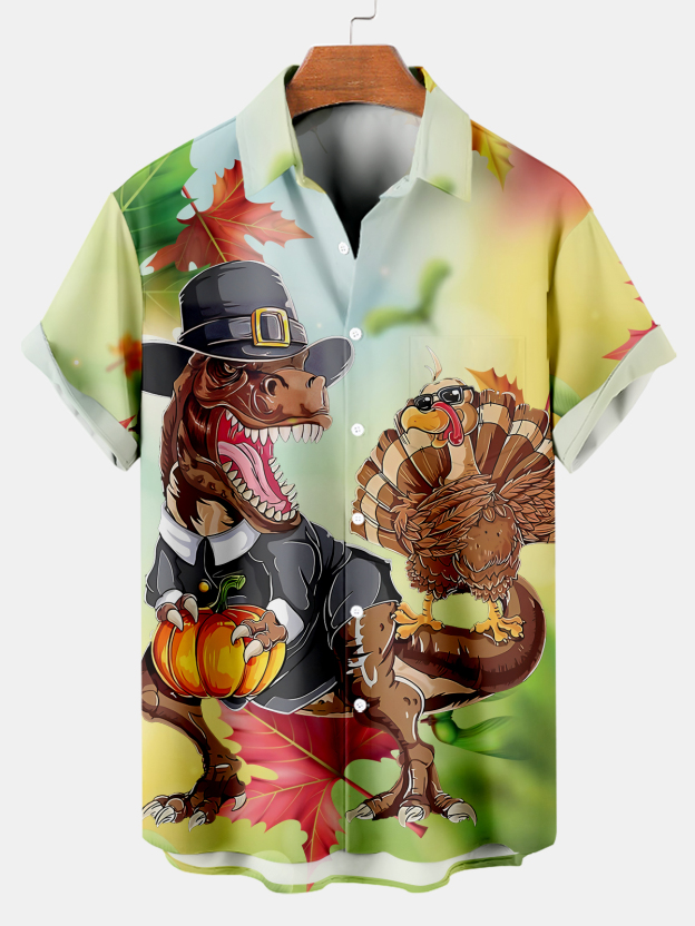 Men's Thanksgiving Day Print Short Sleeve Shirt