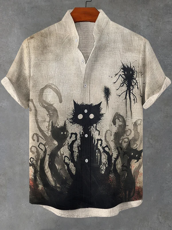 Men's Retro Halloween Short Sleeve Shirt