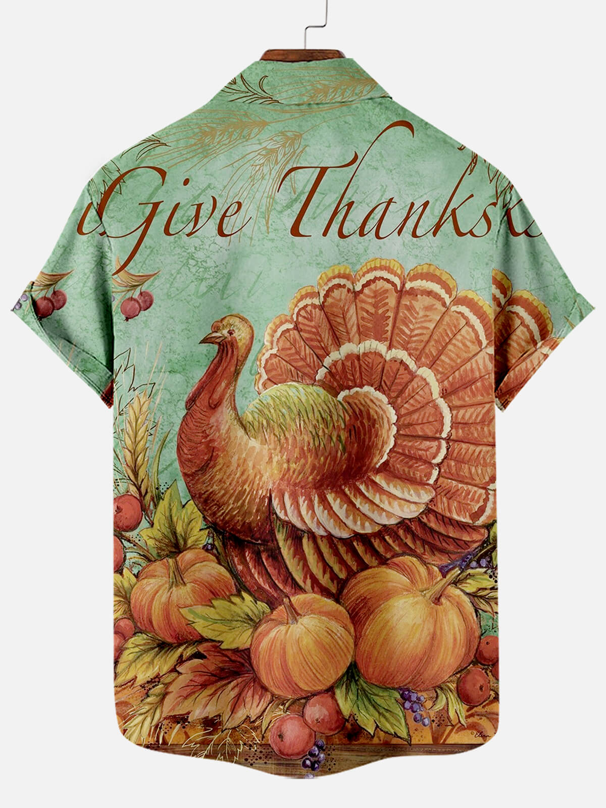 Men's Thanksgiving Day Print Short Sleeve Shirt