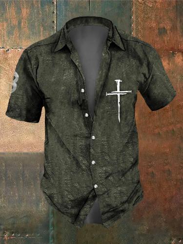 Men's Retro Dark Skull Casual Short Sleeve Shirt