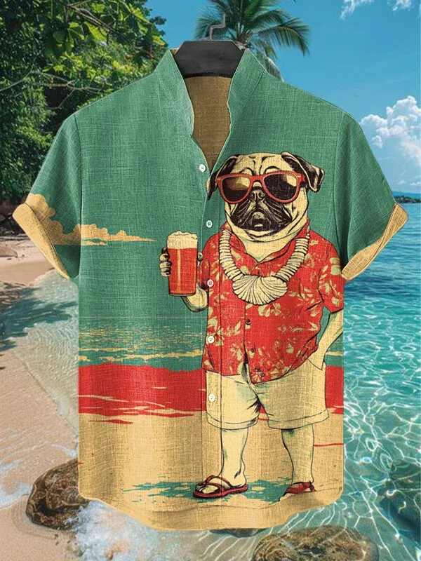 Men's Retro Brave Tom and Jerry Cartoon Graphic Short Sleeve Shirt