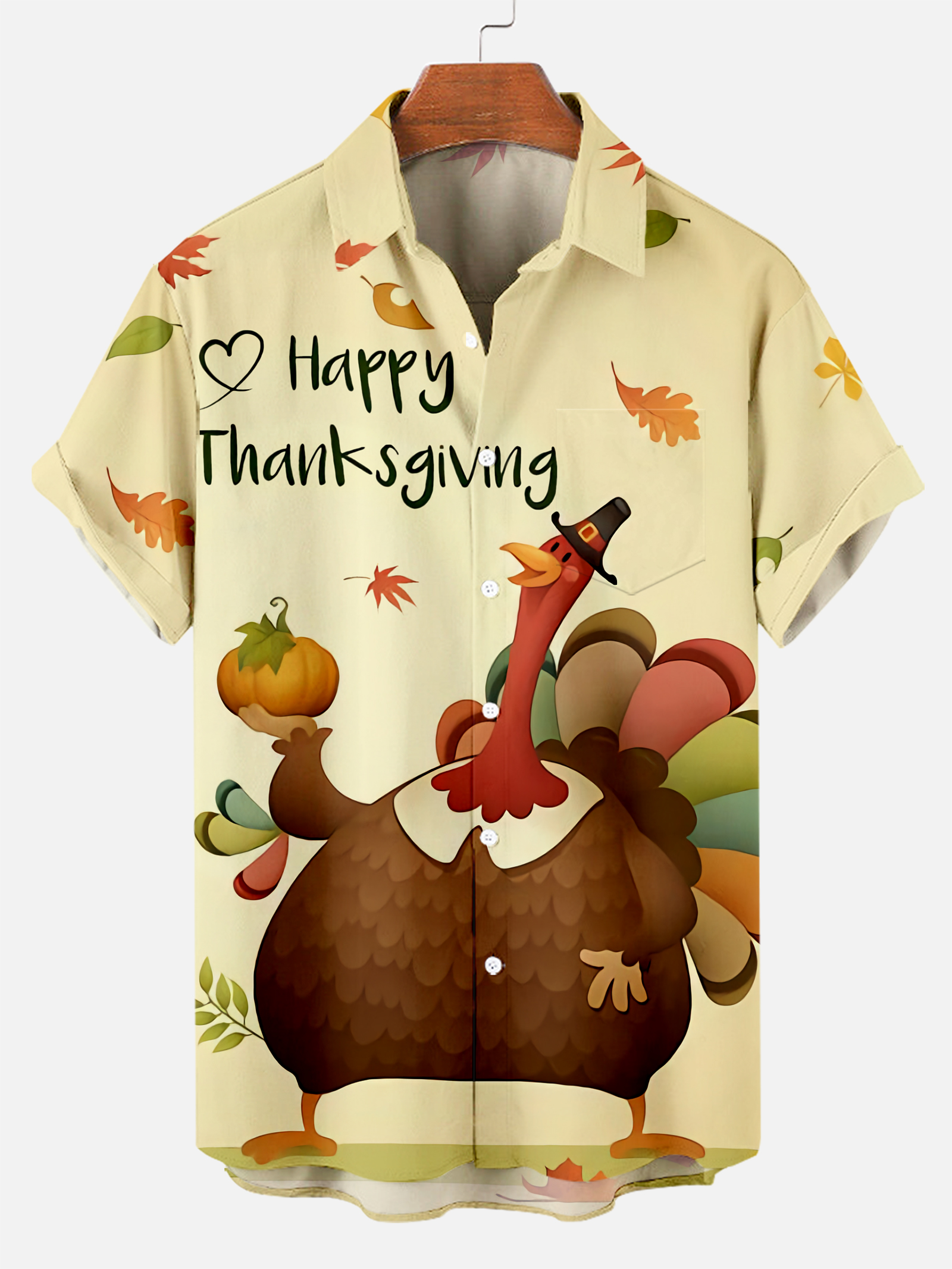 Men's Thanksgiving Day Print Short Sleeve Shirt