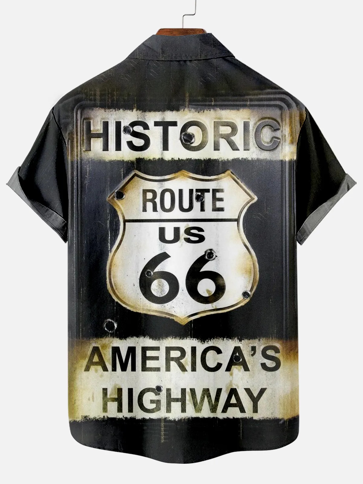 Classic Retro Road Print Short Sleeve Shirt
