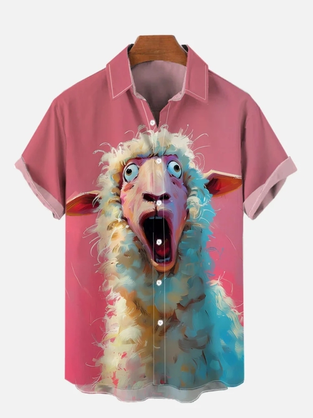 Funny Animal Print Short Sleeve Shirt