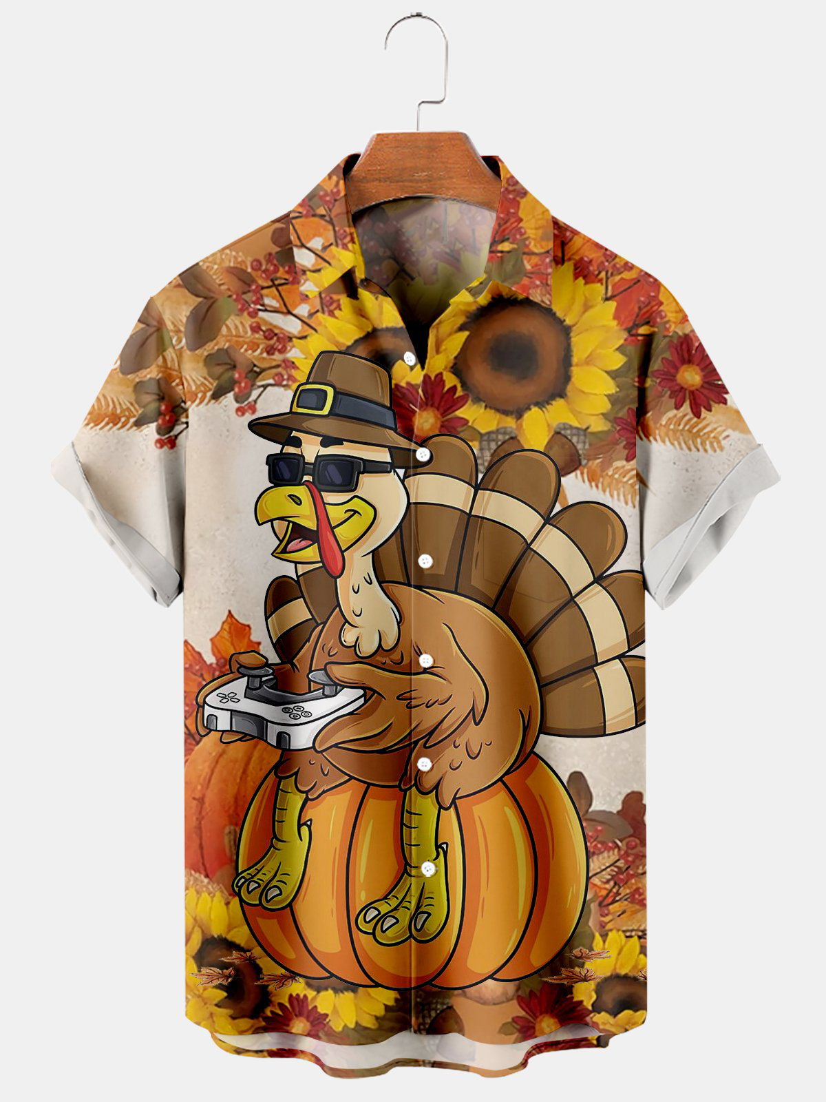 Men's Thanksgiving Day Print Short Sleeve Shirt