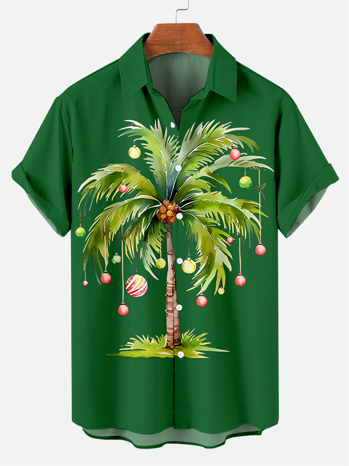 Happy New Year Christmas tree Christmas tree pattern Short Sleeve Shirt 0487
