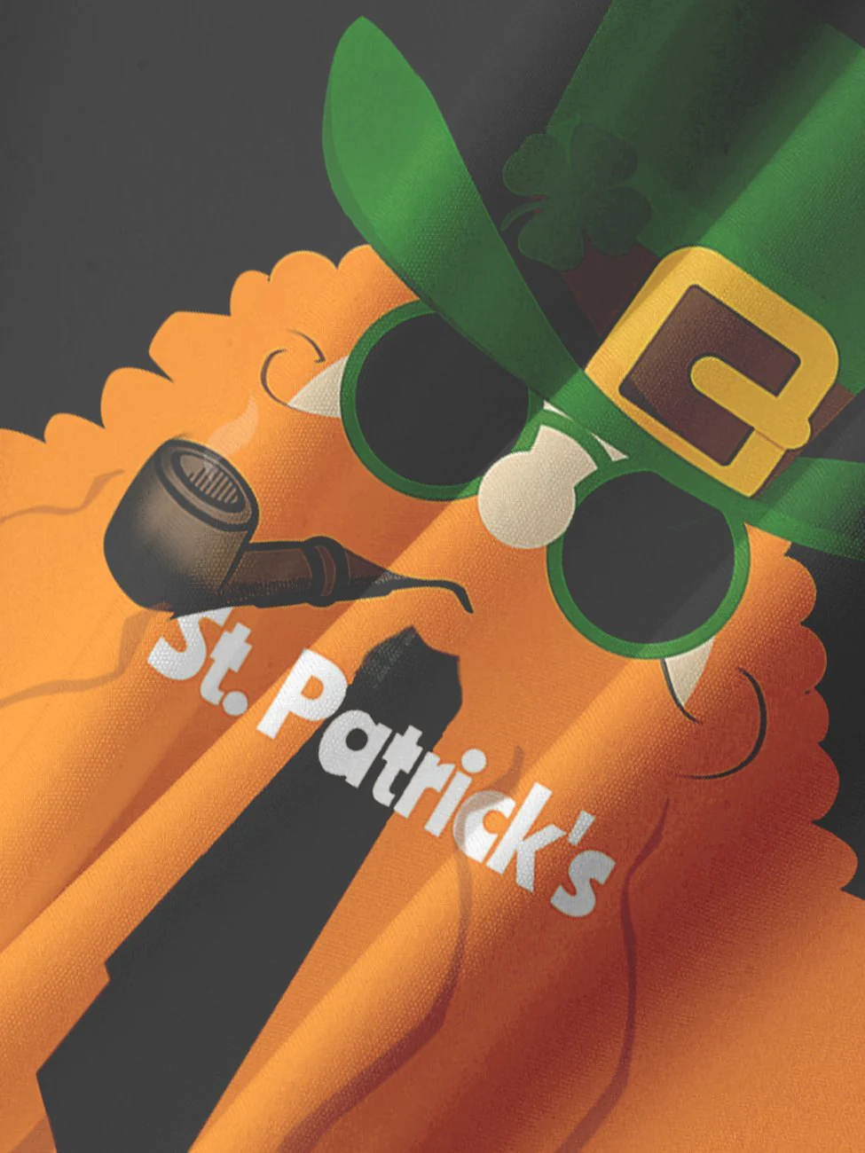 Men's St. Patrick's Day cartoon bearded print casual short sleeved pocket shirt