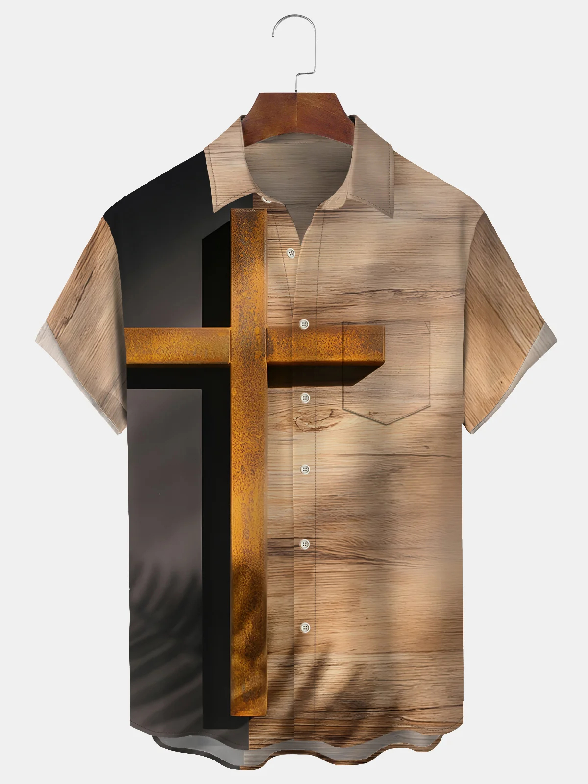 Men's Easter Retro Cross Bowling Ball Print Holiday Shirt