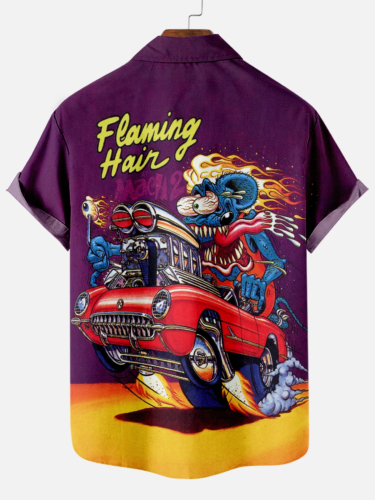 MEN'S NOSTALGIC ANIME CHARACTER RETRO CAR SHORT SLEEVE SHIRT