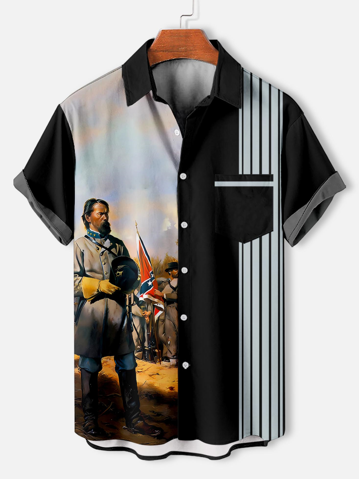 Men's retro illustration short sleeve shirt