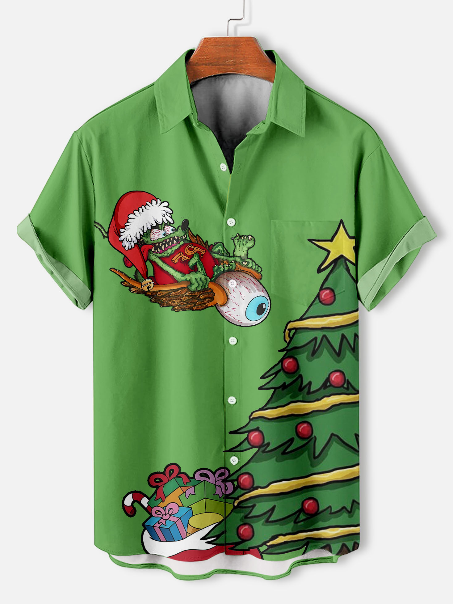 Men's Christmas Cartoon Graphic Short Sleeve Shirt