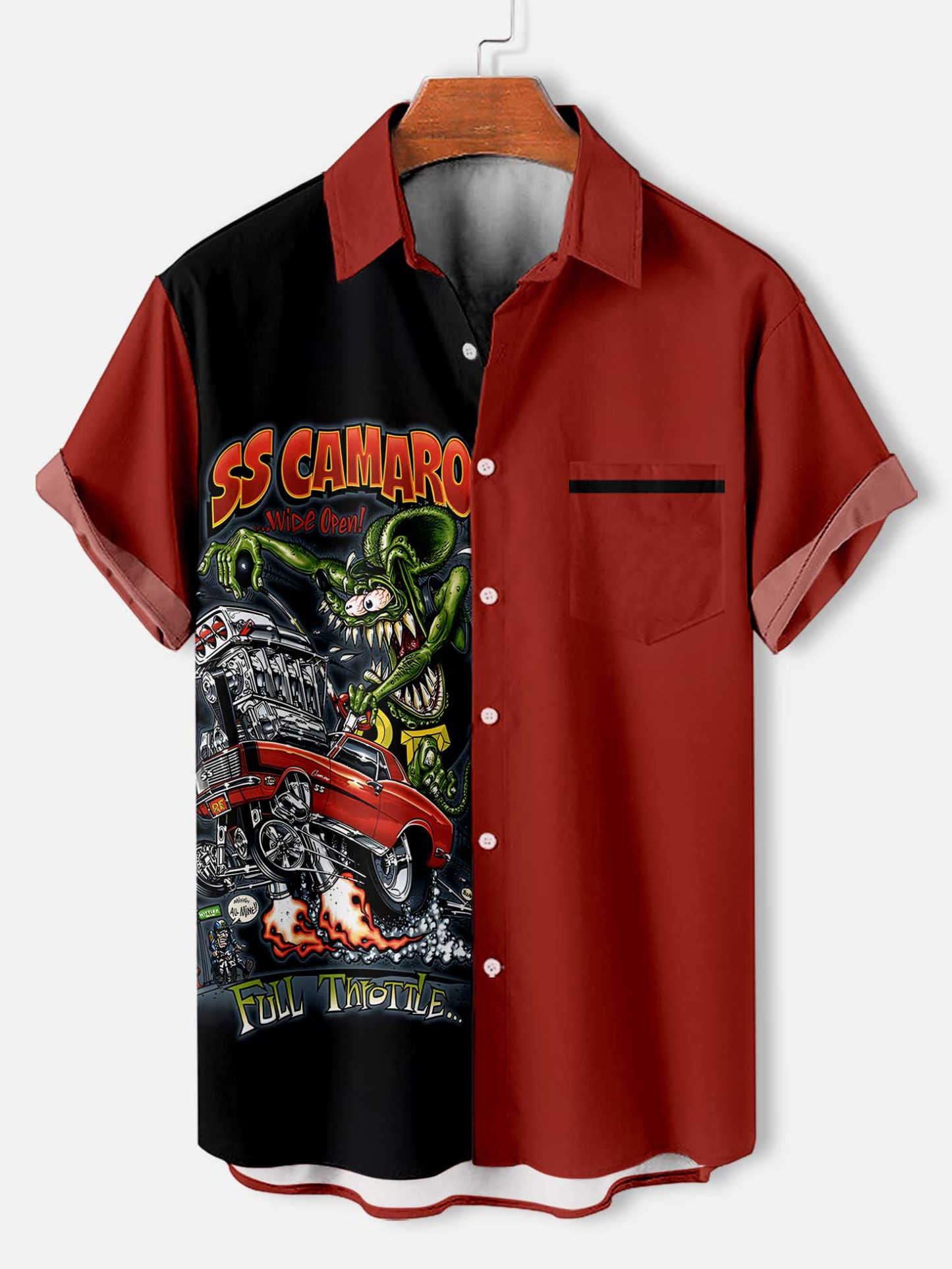 Men's Cartoon Car Graphic Short Sleeve Shirt