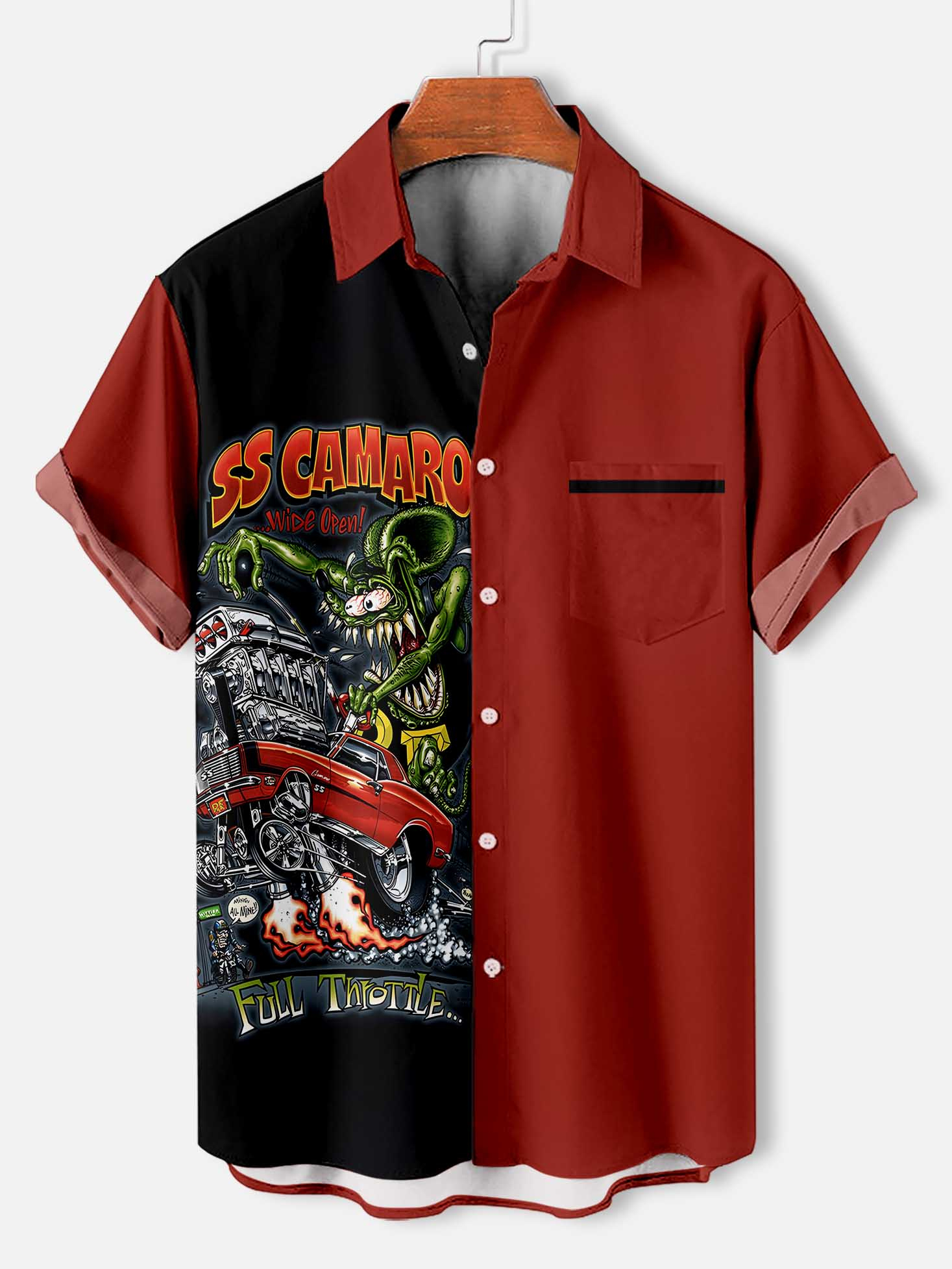 Men's Cartoon Car Graphic Short Sleeve Shirt