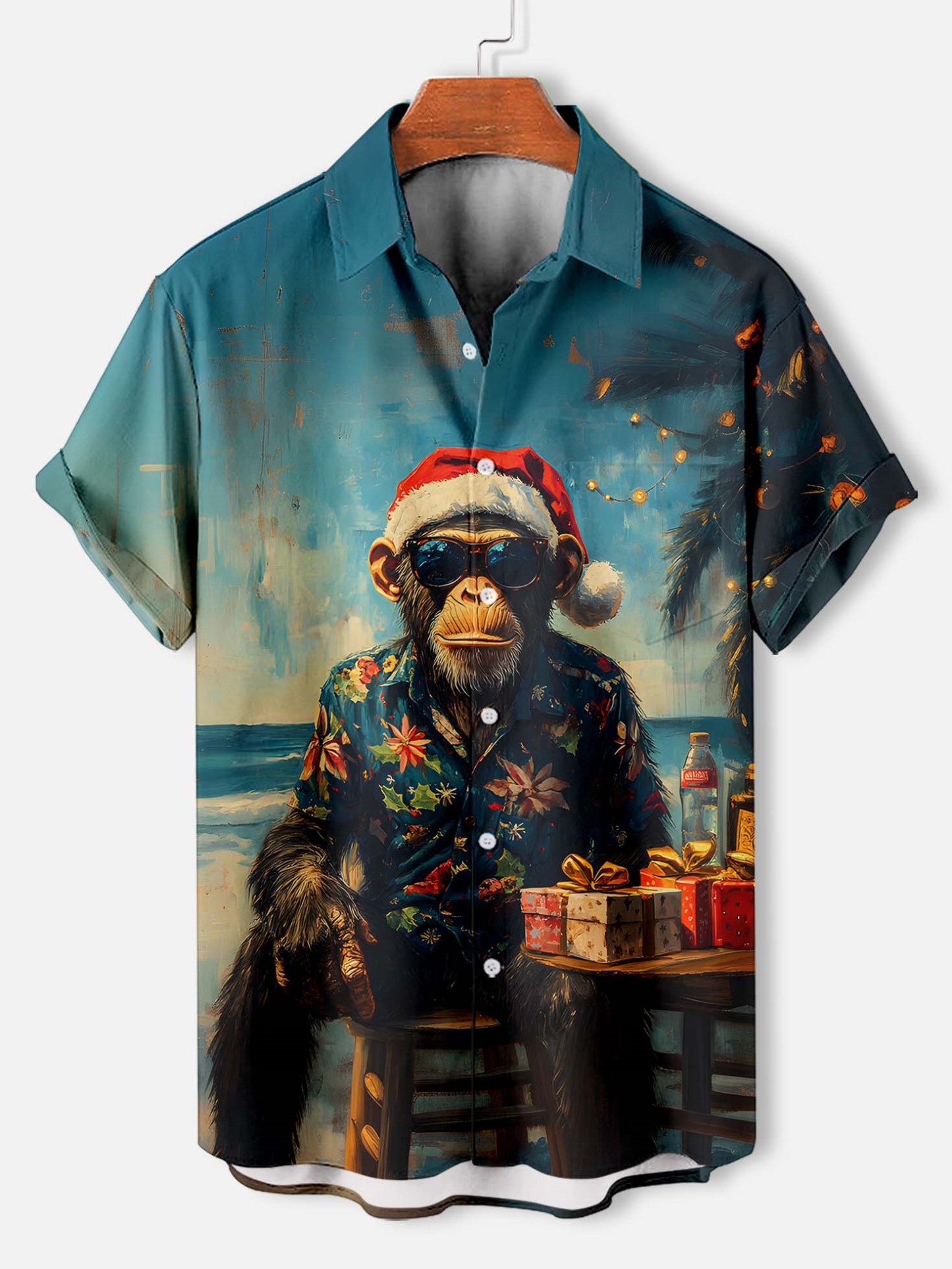 Men's Christmas Animal Graphic Short Sleeve Shirt