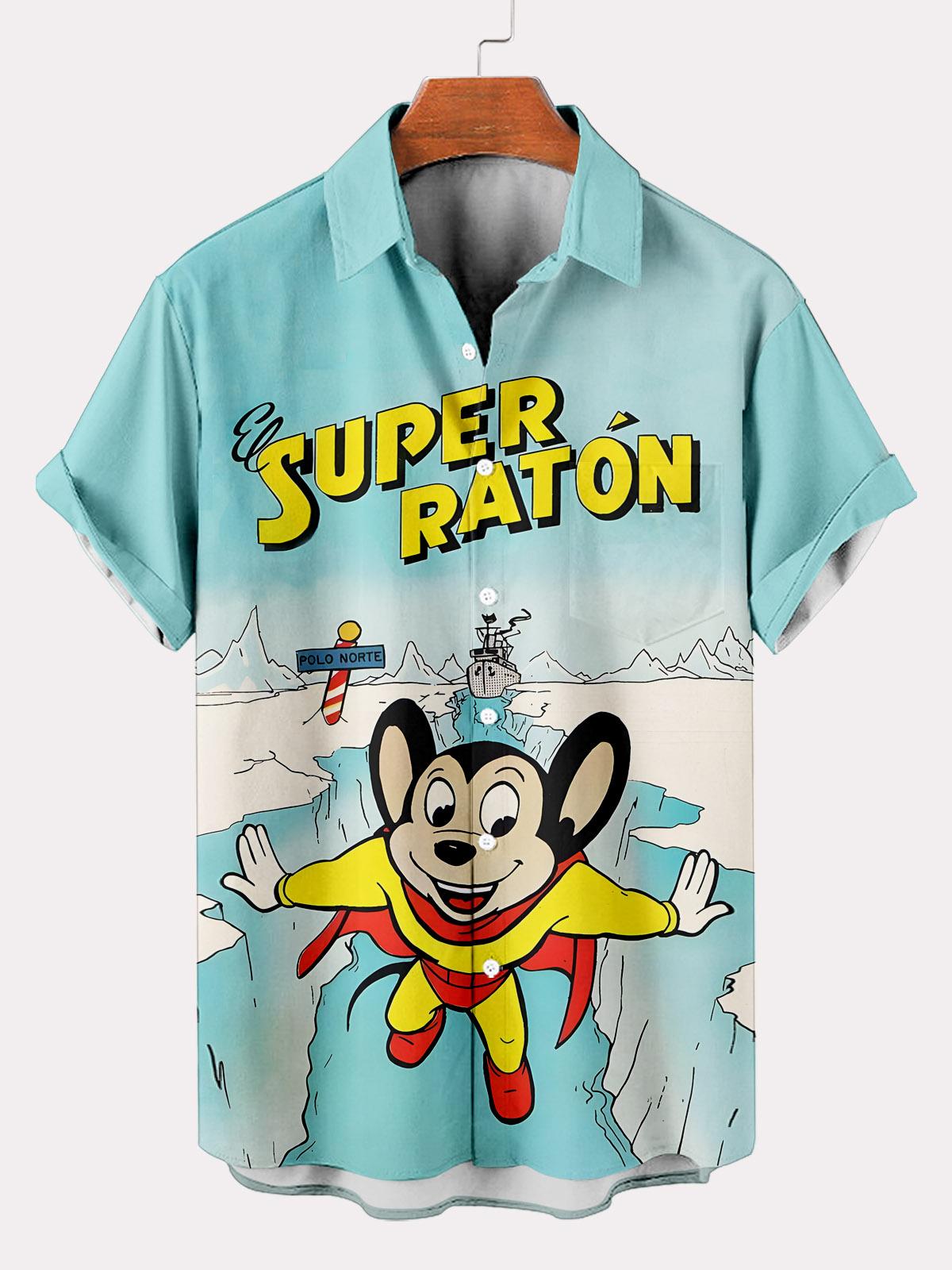 Classic Cartoon pattern short sleeved shirt