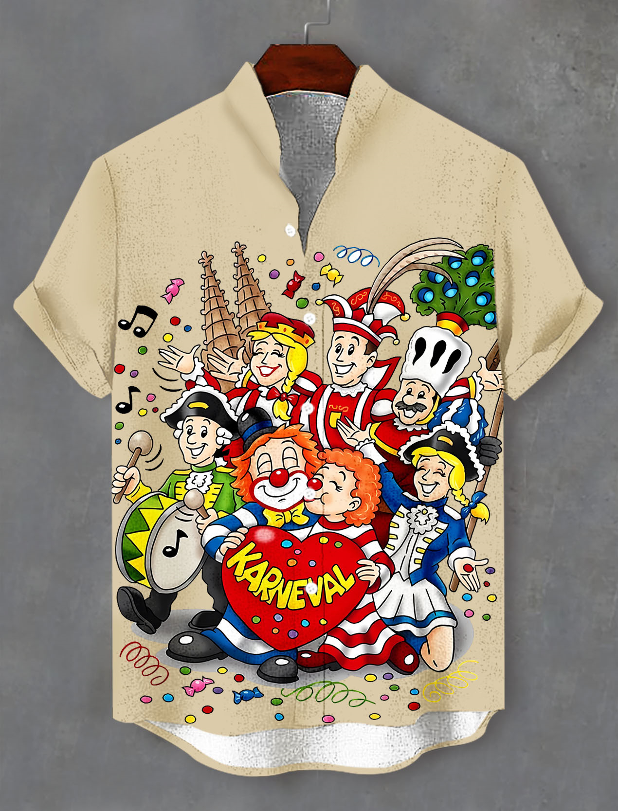 Men's casual cartoon fun illustration short sleeve shirt