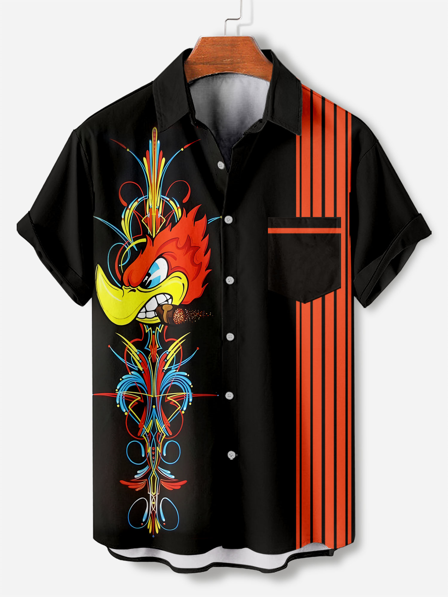 Men's retro cartoon car element short-sleeved shirt