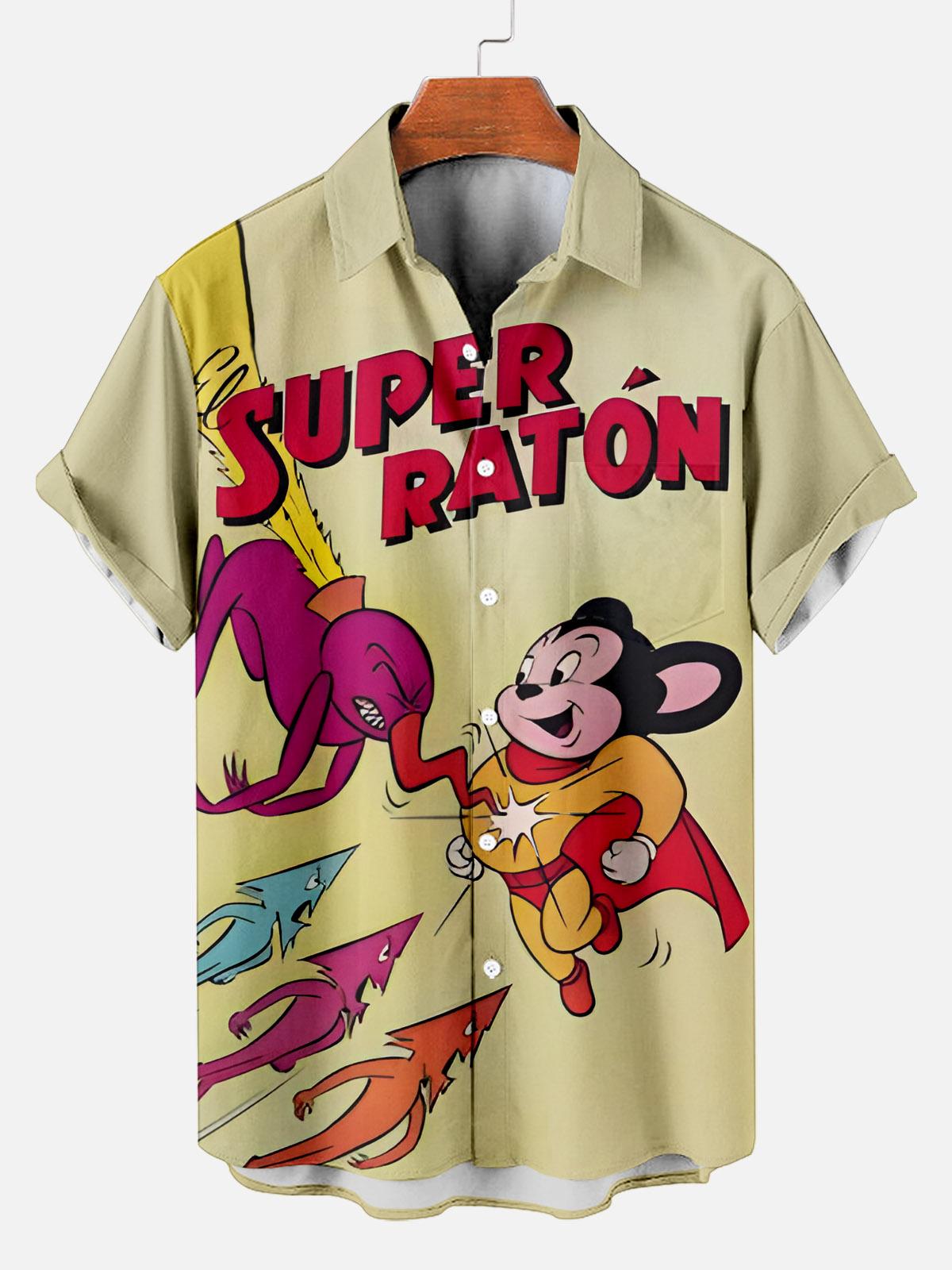 Classic Cartoon pattern short sleeved shirt