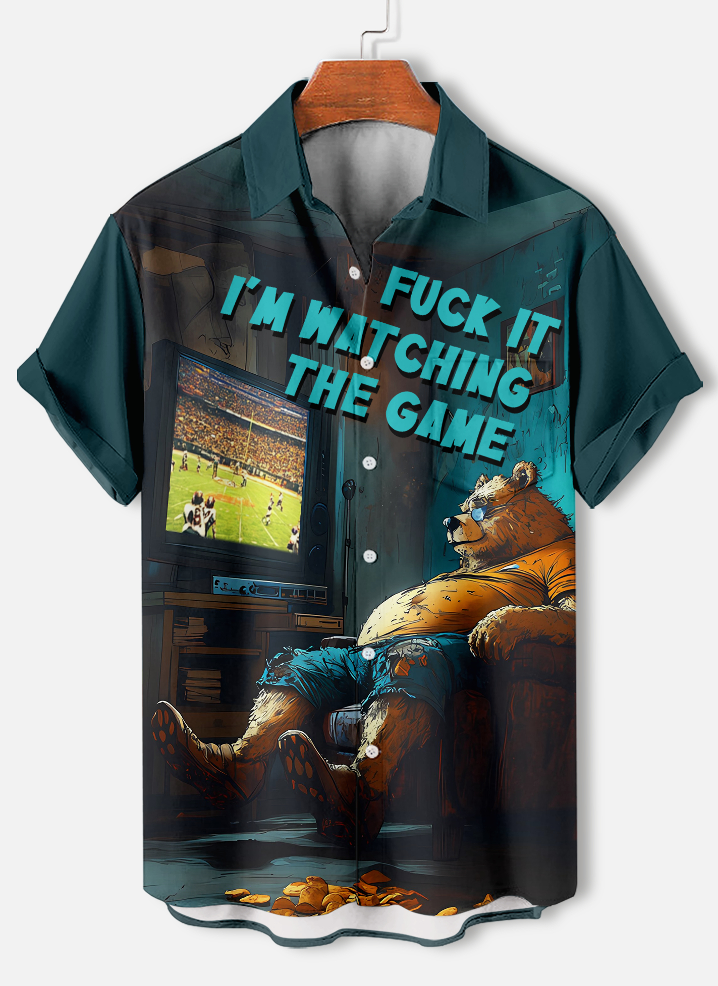 Men's funny cartoon animal slogan graphic short sleeve shirt
