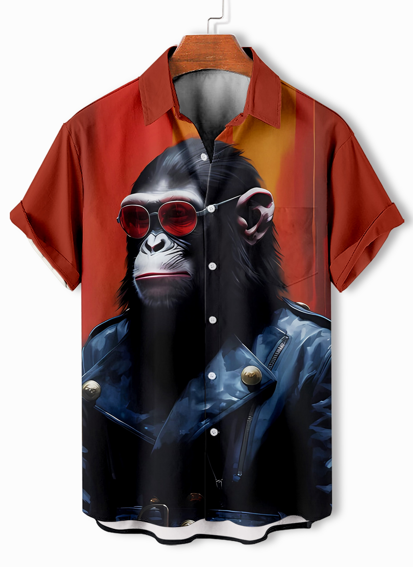 Men's Retro Fun Animal Orangutan Graphic Short Sleeve Shirt