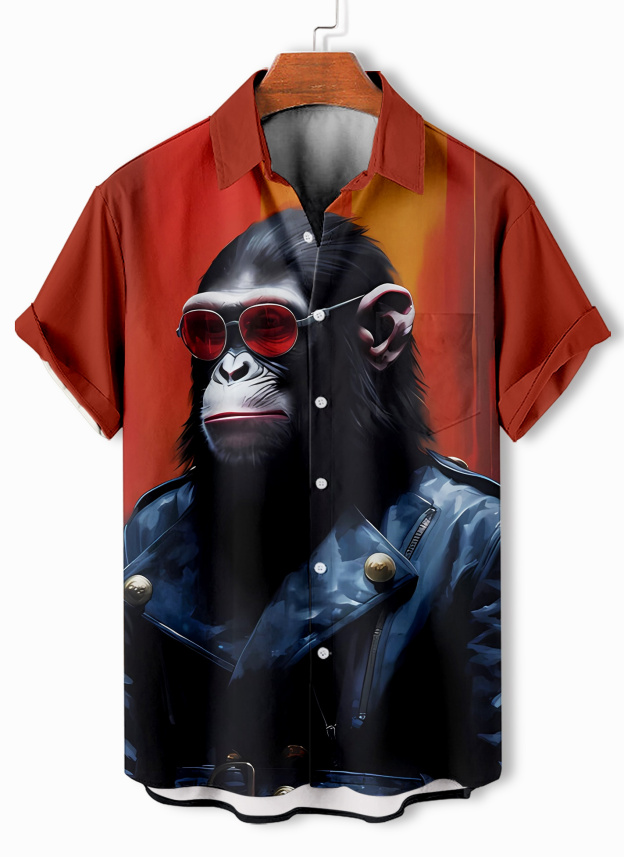 [Copy]Men's Classic Movie Godfather Animal Fun Graphic Short Sleeve Shirt