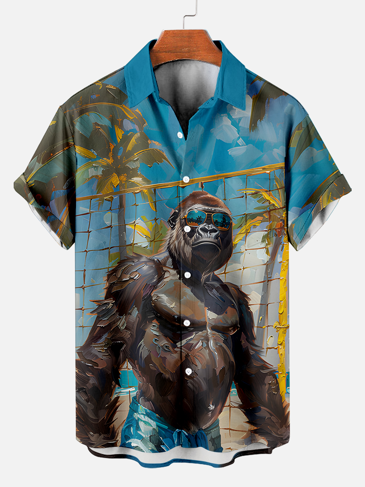 Hawaiian animal print short sleeve shirt