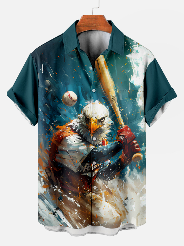 Retro Animal Motion Graphic Short Sleeve Shirt