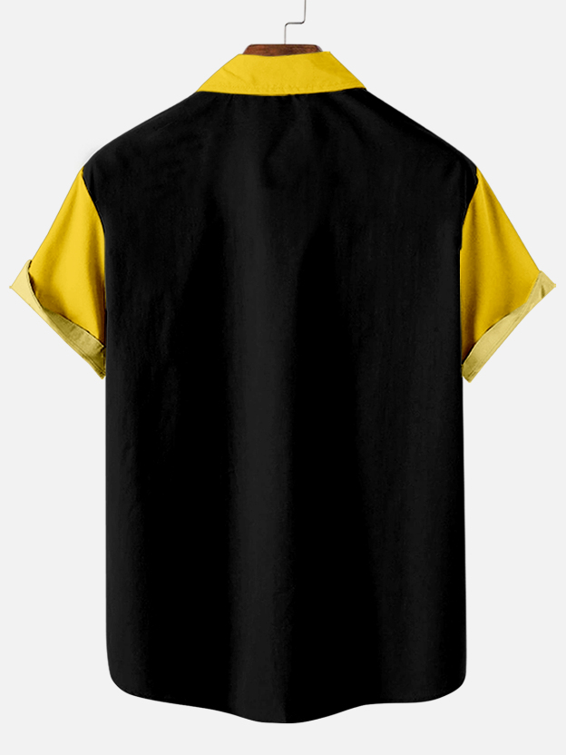 Men's Fun Slogan Graphic Contrast Short Sleeve Shirt