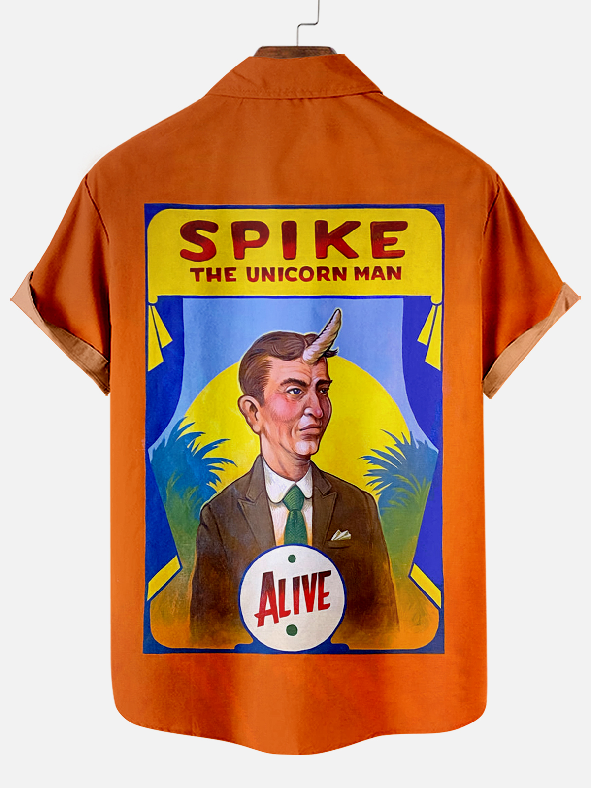 Men's Vintage Circus Pattern Casual Short Sleeve Shirt