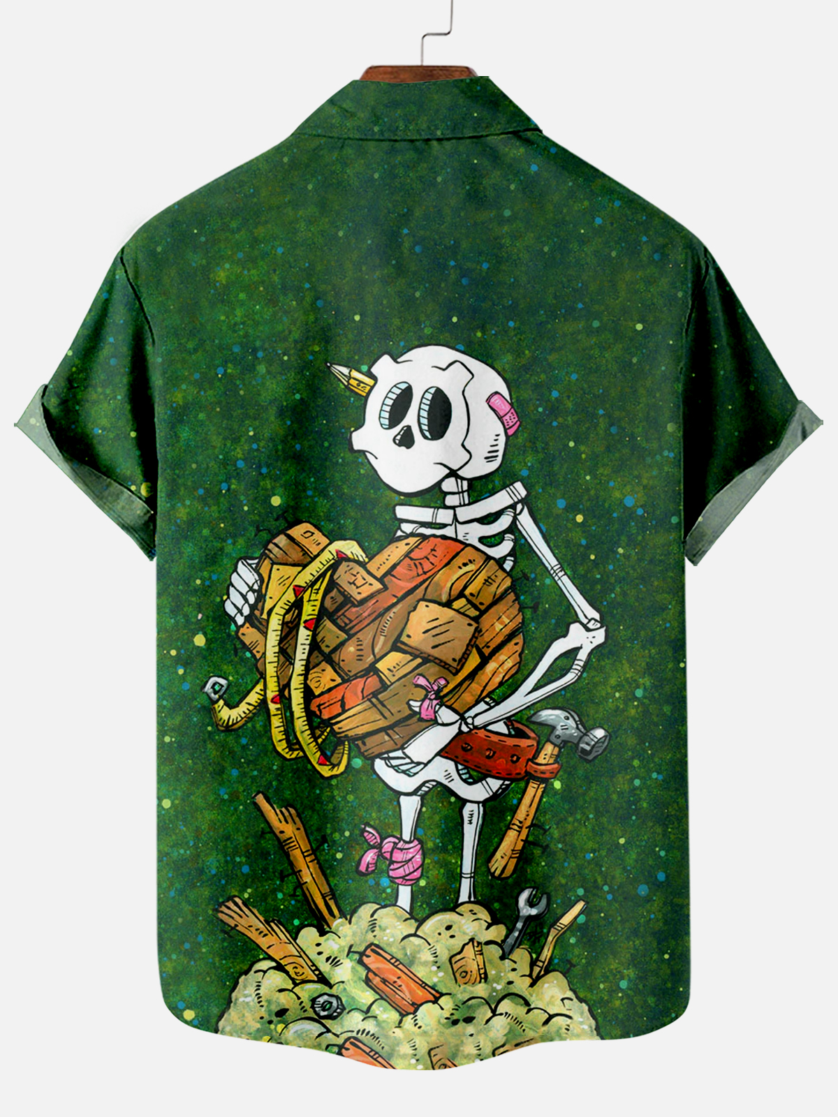 Men's Classic Day of the Dead Skull Graphic Short Sleeve Shirt