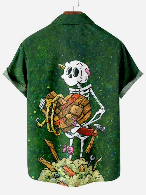 Men's Classic Day of the Dead Skull Graphic Short Sleeve Shirt