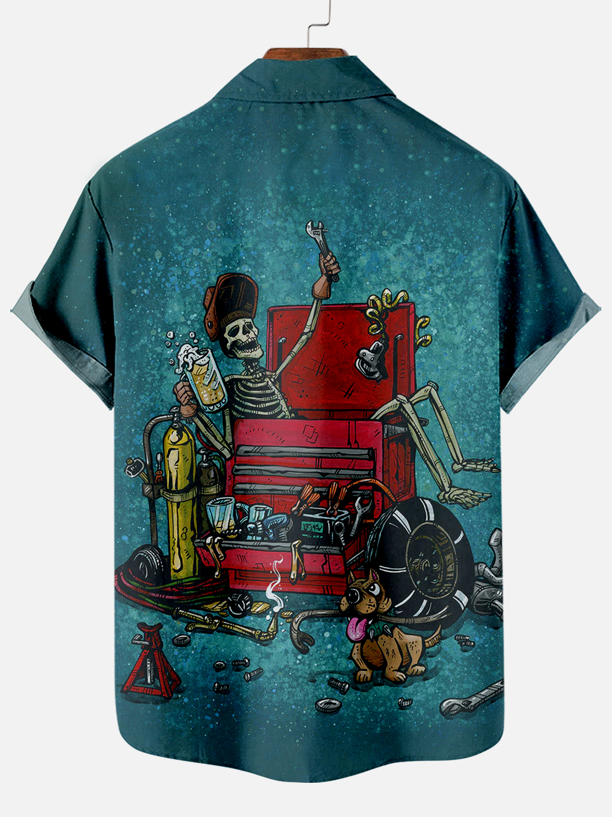 Men's Classic Day of the Dead Skull Graphic Short Sleeve Shirt