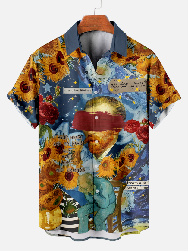 [Copy]Men's Vintage Witch Oil Painting Art Halloween Short Sleeve Shirt