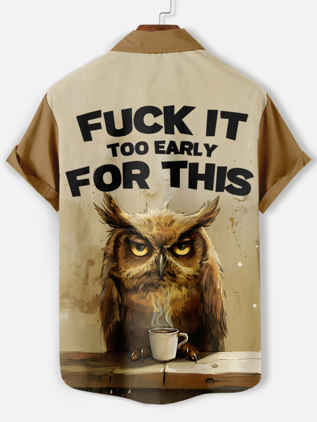 Men's funny cartoon animal slogan graphic short sleeve shirt