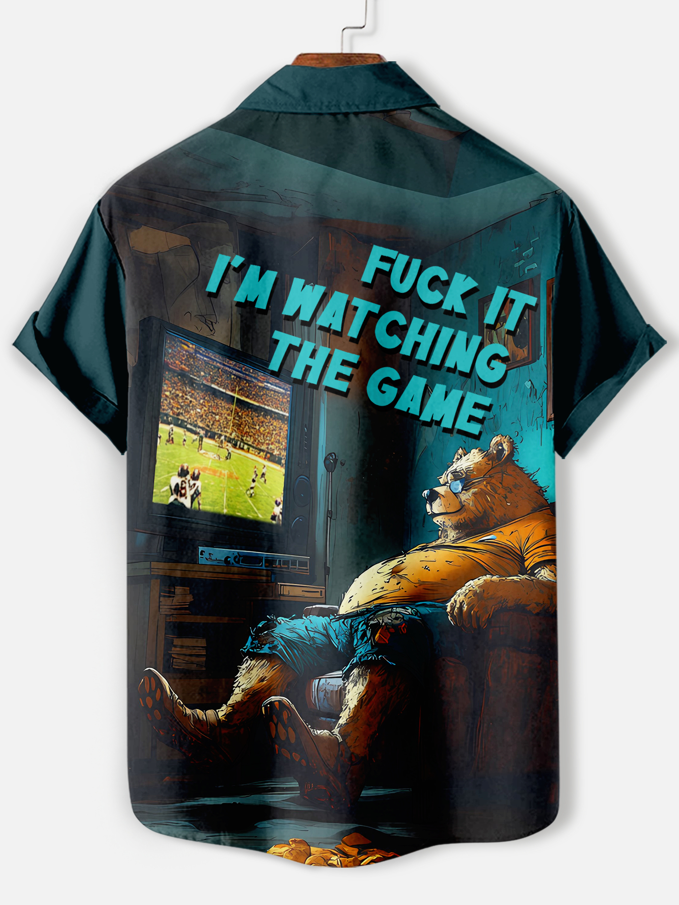 Men's funny cartoon animal slogan graphic short sleeve shirt