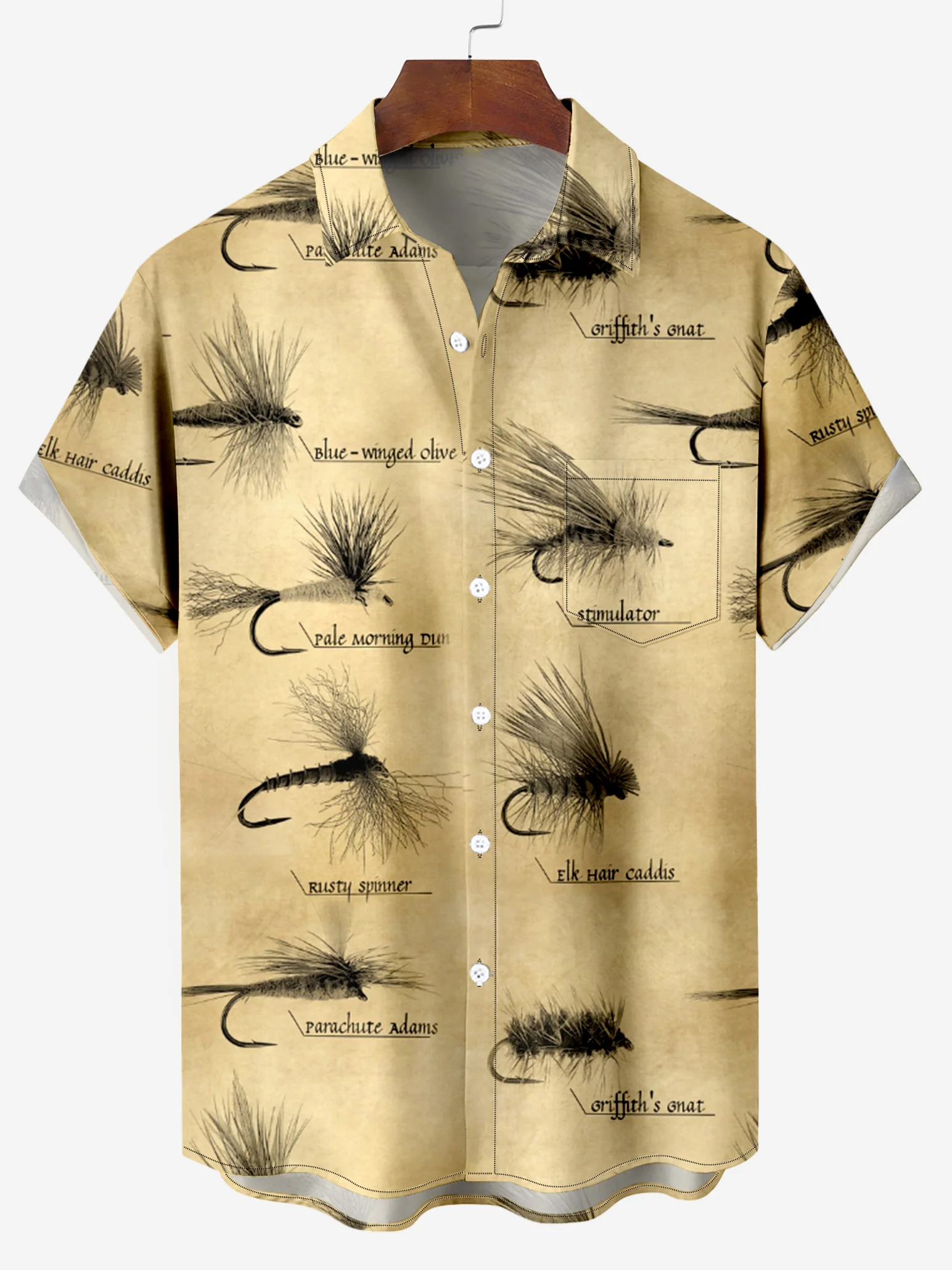 Men's Nostalgic Fishing Bait Short Sleeve Shirt
